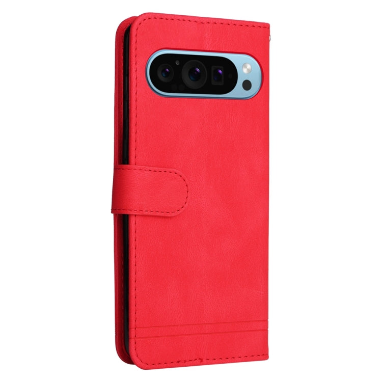 For Google Pixel 9 Skin Feel Life Tree Metal Button Leather Phone Case(Red) - Google Cases by buy2fix | Online Shopping UK | buy2fix