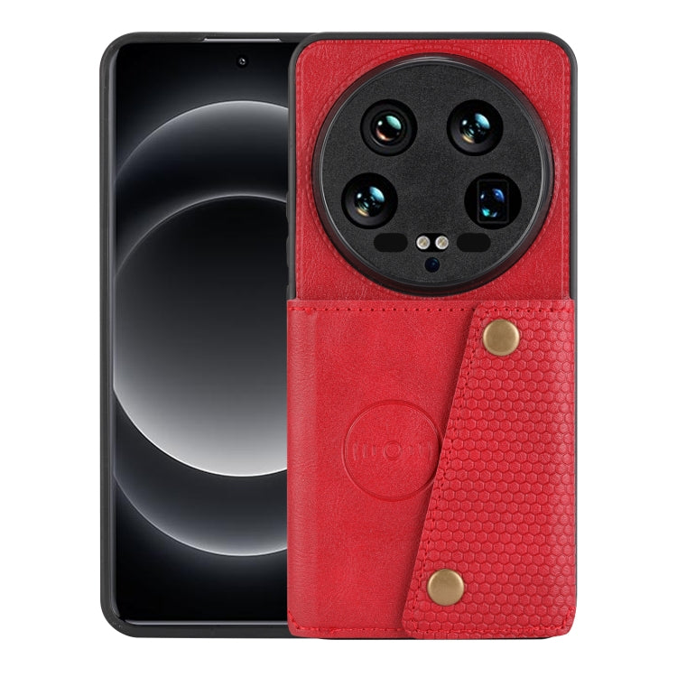 For Xiaomi 14 Ultra Double Buckle Card Slots Magnetic Phone Case(Red) - 14 Ultra Cases by buy2fix | Online Shopping UK | buy2fix