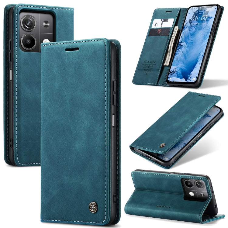 For Xiaomi Redmi Note 13 5G CaseMe 013 Multifunctional Horizontal Flip Leather Phone Case(Blue) - Xiaomi Cases by CaseMe | Online Shopping UK | buy2fix