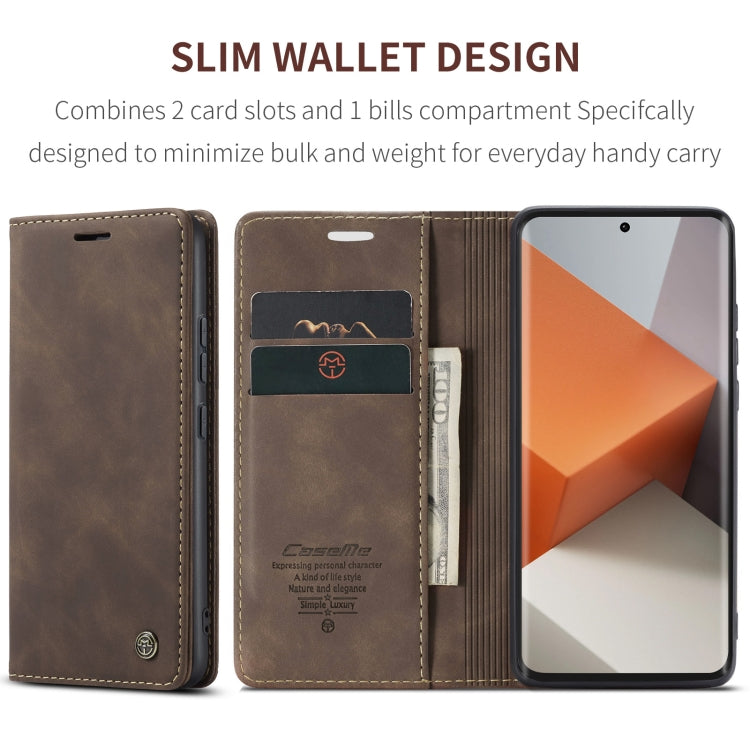 For Xiaomi Redmi Note 13 Pro+ CaseMe 013 Multifunctional Horizontal Flip Leather Phone Case(Coffee) - Xiaomi Cases by CaseMe | Online Shopping UK | buy2fix