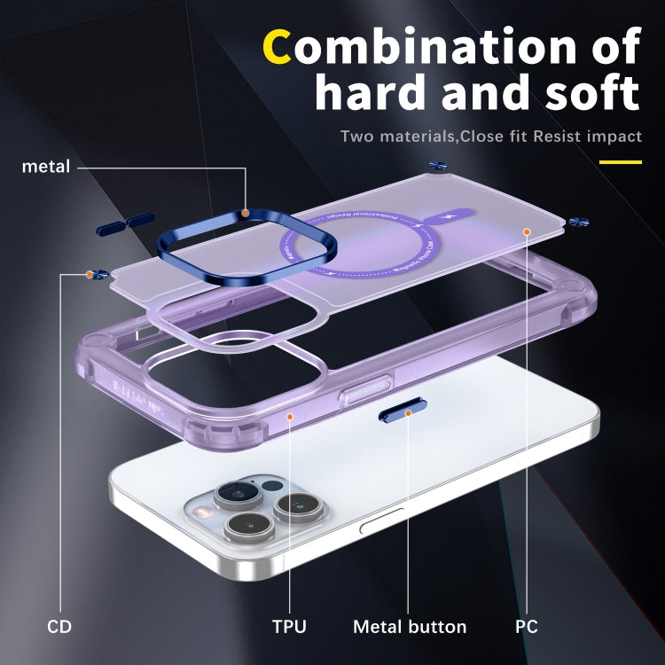 For iPhone 14 Skin Feel TPU + PC MagSafe Magnetic Phone Case(Transparent Purple) - iPhone 14 Cases by buy2fix | Online Shopping UK | buy2fix