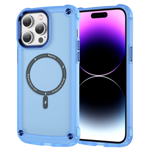 For iPhone 14 Pro Max Skin Feel TPU + PC MagSafe Magnetic Phone Case(Transparent Blue) - iPhone 14 Pro Max Cases by buy2fix | Online Shopping UK | buy2fix