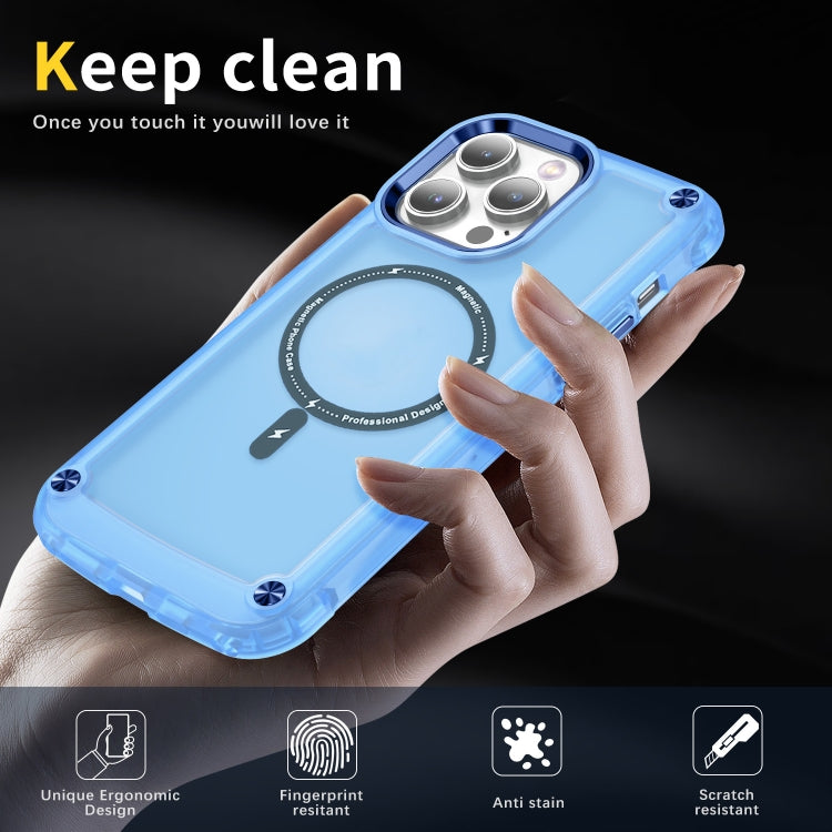 For iPhone 12 / 12 Pro Skin Feel TPU + PC MagSafe Magnetic Phone Case(Transparent Blue) - iPhone 12 / 12 Pro Cases by buy2fix | Online Shopping UK | buy2fix