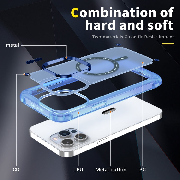 For iPhone 12 / 12 Pro Skin Feel TPU + PC MagSafe Magnetic Phone Case(Transparent Blue) - iPhone 12 / 12 Pro Cases by buy2fix | Online Shopping UK | buy2fix