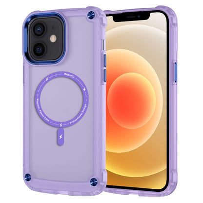 For iPhone 12 / 12 Pro Skin Feel TPU + PC MagSafe Magnetic Phone Case(Transparent Purple) - iPhone 12 / 12 Pro Cases by buy2fix | Online Shopping UK | buy2fix