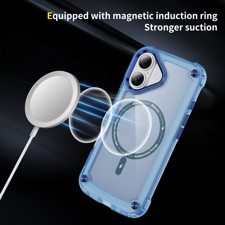 For iPhone 16 Skin Feel TPU + PC MagSafe Magnetic Phone Case(Transparent Blue) - iPhone 16 Cases by buy2fix | Online Shopping UK | buy2fix