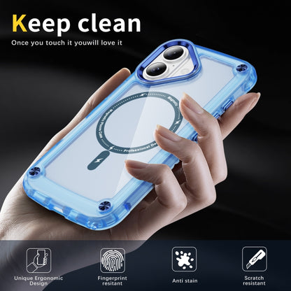 For iPhone 16 Skin Feel TPU + PC MagSafe Magnetic Phone Case(Transparent Blue) - iPhone 16 Cases by buy2fix | Online Shopping UK | buy2fix