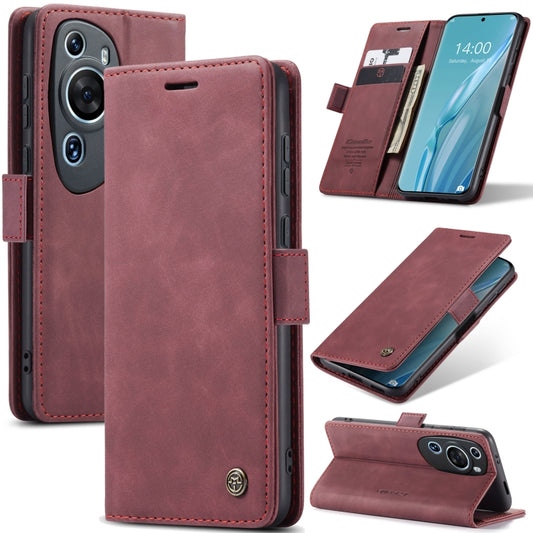 For Huawei P60 Art CaseMe 013 Multifunctional Horizontal Flip Leather Phone Case(Wine Red) - Huawei Cases by CaseMe | Online Shopping UK | buy2fix