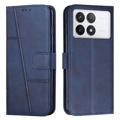 For Xiaomi Redmi K70 / K70 Pro Stitching Calf Texture Buckle Leather Phone Case(Blue) - K70 Pro Cases by buy2fix | Online Shopping UK | buy2fix