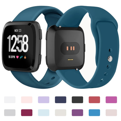 For Fitbit Versa 2 / Fitbit Versa / Fitbit Versa Lite Solid Color Silicone Watch Band, Size:L(Grey) - Watch Bands by buy2fix | Online Shopping UK | buy2fix