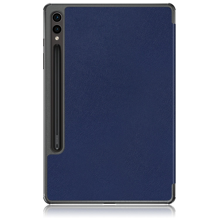 For Samsung Galaxy Tab S9+ Custer Pure Color 3-Fold Holder Smart Leather Tablet Case(Dark Blue) - Galaxy Tab S9+ Cases by buy2fix | Online Shopping UK | buy2fix