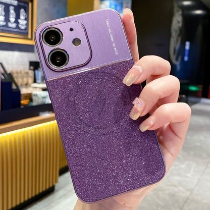 For iPhone 12 Magsafe Magnetic Metallic Glitter Powder Shockproof Phone Case(Purple) - iPhone 12 / 12 Pro Cases by buy2fix | Online Shopping UK | buy2fix