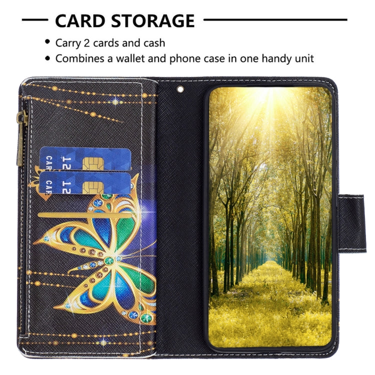 For iPhone 16 Pro Colored Drawing Pattern Zipper Phone Leather Case(Big Butterfly) - iPhone 16 Pro Cases by buy2fix | Online Shopping UK | buy2fix