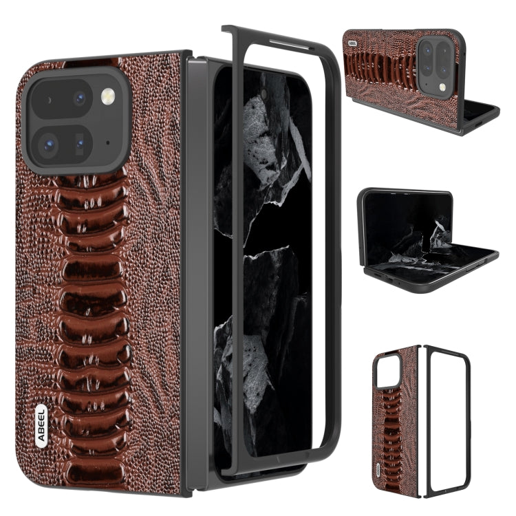 For Google Pixel 9 Pro Fold ABEEL Genuine Leather Weilai Series Phone Case(Coffee) - Google Cases by buy2fix | Online Shopping UK | buy2fix