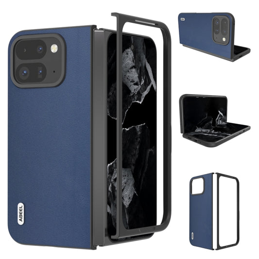 For Google Pixel 9 Pro Fold ABEEL Genuine Leather Xiaoya Series Phone Case(Blue) - Google Cases by buy2fix | Online Shopping UK | buy2fix