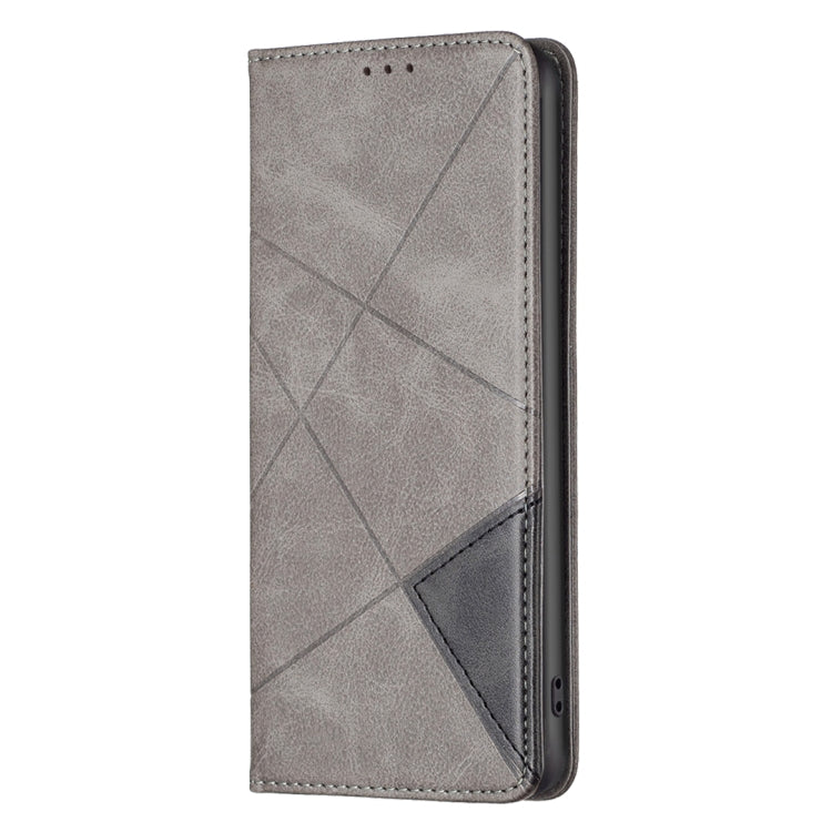 For iPhone 16 Rhombus Texture Magnetic Leather Phone Case(Grey) - iPhone 16 Cases by buy2fix | Online Shopping UK | buy2fix