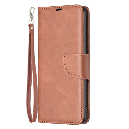 For iPhone 16 Lambskin Texture Pure Color Flip Leather Phone Case(Brown) - iPhone 16 Cases by buy2fix | Online Shopping UK | buy2fix