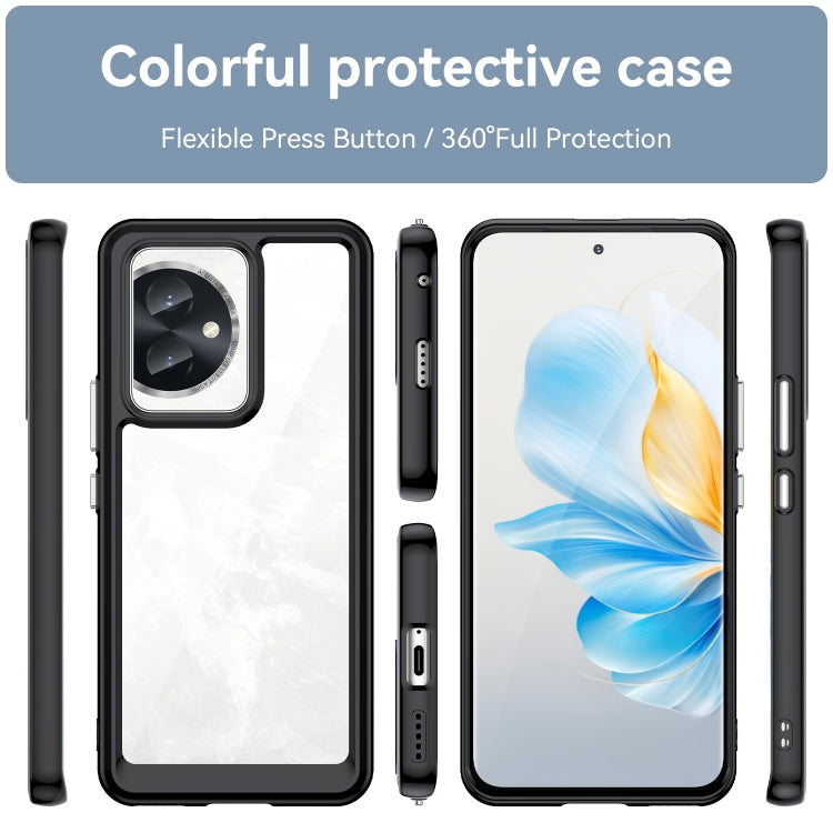 For Honor 100 Colorful Series Acrylic Hybrid TPU Phone Case(Black) - Honor Cases by buy2fix | Online Shopping UK | buy2fix