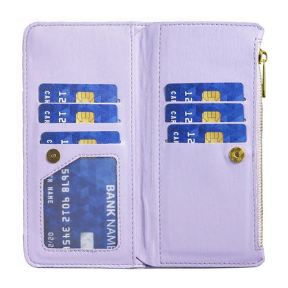 For iPhone 16 Pro Max Diamond Lattice Zipper Wallet Leather Flip Phone Case(Purple) - iPhone 16 Pro Max Cases by buy2fix | Online Shopping UK | buy2fix