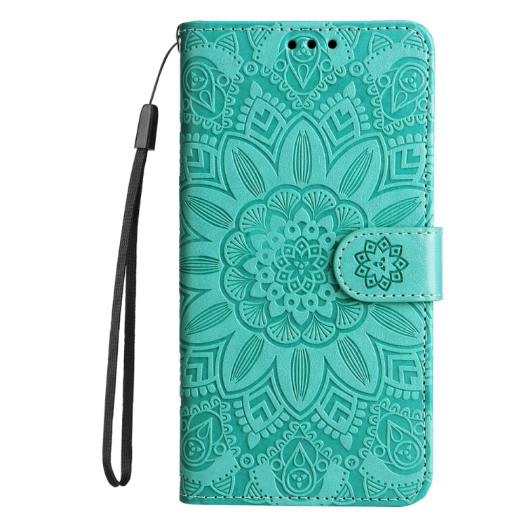 For Google Pixel 9 Pro Embossed Sunflower Leather Phone Case(Green) - Google Cases by buy2fix | Online Shopping UK | buy2fix