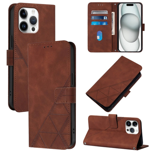 For iPhone 16 Pro Max Crossbody 3D Embossed Flip Leather Phone Case(Brown) - iPhone 16 Pro Max Cases by buy2fix | Online Shopping UK | buy2fix