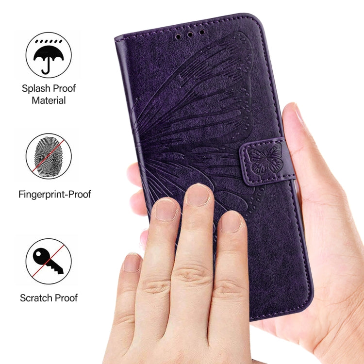 For iPhone SE 2024 Embossed Butterfly Leather Phone Case(Dark Purple) - More iPhone Cases by buy2fix | Online Shopping UK | buy2fix