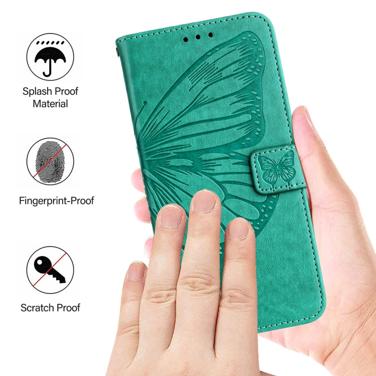 For iPhone SE 2024 Embossed Butterfly Leather Phone Case(Green) - More iPhone Cases by buy2fix | Online Shopping UK | buy2fix