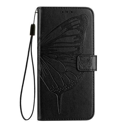 For iPhone 16 Pro Max Embossed Butterfly Leather Phone Case(Black) - iPhone 16 Pro Max Cases by buy2fix | Online Shopping UK | buy2fix