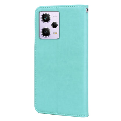 For Xiaomi Redmi Note 12 Pro 5G Global Rose Embossed Flip PU Leather Phone Case(Green) - Xiaomi Cases by buy2fix | Online Shopping UK | buy2fix