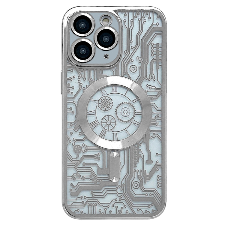 For iPhone 11 Pro Electroplated Circuit Board Pattern MagSafe Phone Case(Silver) - iPhone 11 Pro Cases by buy2fix | Online Shopping UK | buy2fix