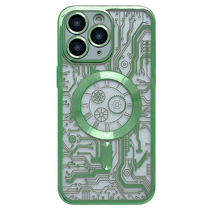 For iPhone 11 Pro Electroplated Circuit Board Pattern MagSafe Phone Case(Green) - iPhone 11 Pro Cases by buy2fix | Online Shopping UK | buy2fix