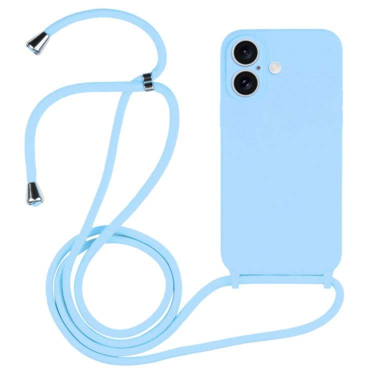 For iPhone 16 Crossbody Lanyard Liquid Silicone Case(Blue) - iPhone 16 Cases by buy2fix | Online Shopping UK | buy2fix