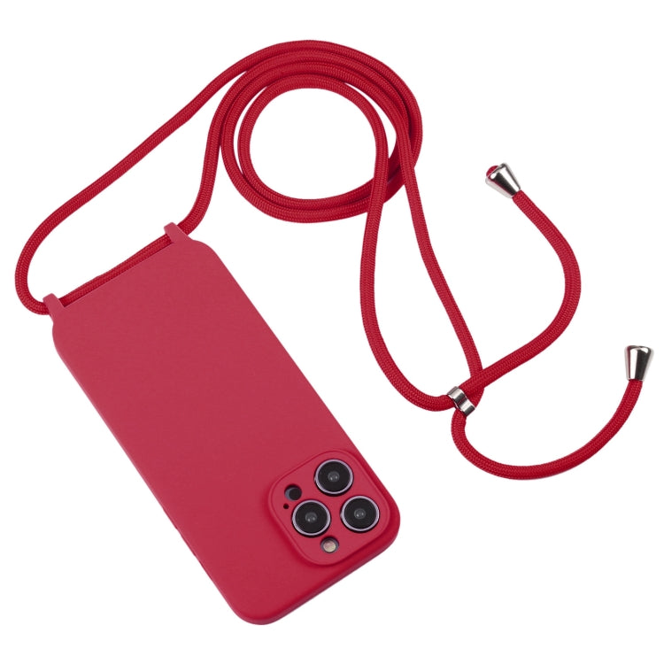 For iPhone 16 Plus Crossbody Lanyard Liquid Silicone Case(Rose Red) - iPhone 16 Plus Cases by buy2fix | Online Shopping UK | buy2fix