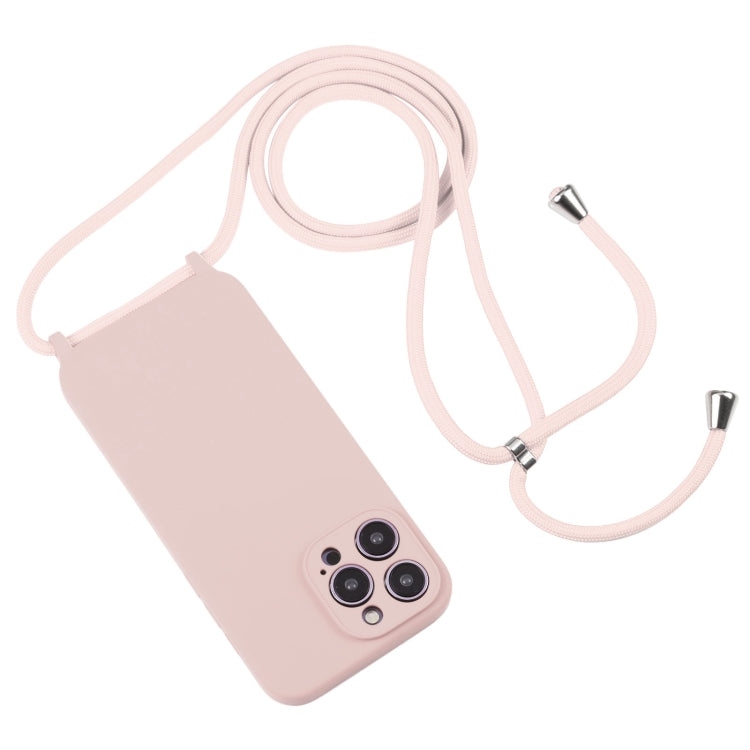 For iPhone 16 Plus Crossbody Lanyard Liquid Silicone Case(Sand Pink) - iPhone 16 Plus Cases by buy2fix | Online Shopping UK | buy2fix