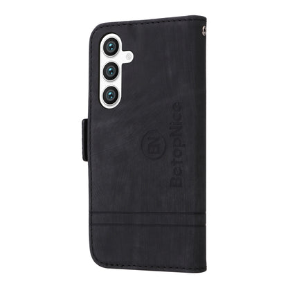 For Samsung Galaxy S24 BETOPNICE Dual-side Buckle Leather Phone Case(Black) - Galaxy Phone Cases by BETOPNICE | Online Shopping UK | buy2fix