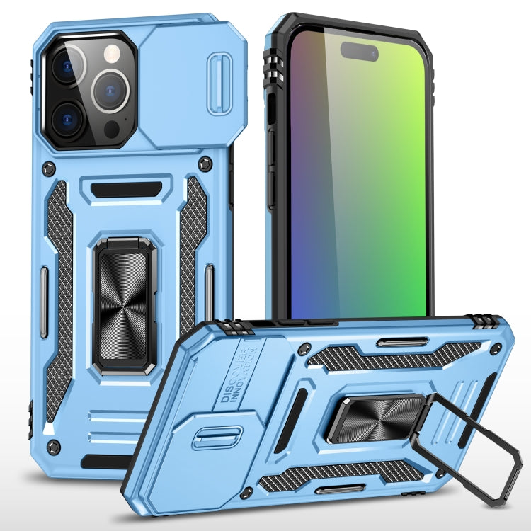 For iPhone 16 Pro Max Armor PC + TPU Camera Shield Phone Case(Light Blue) - iPhone 16 Pro Max Cases by buy2fix | Online Shopping UK | buy2fix