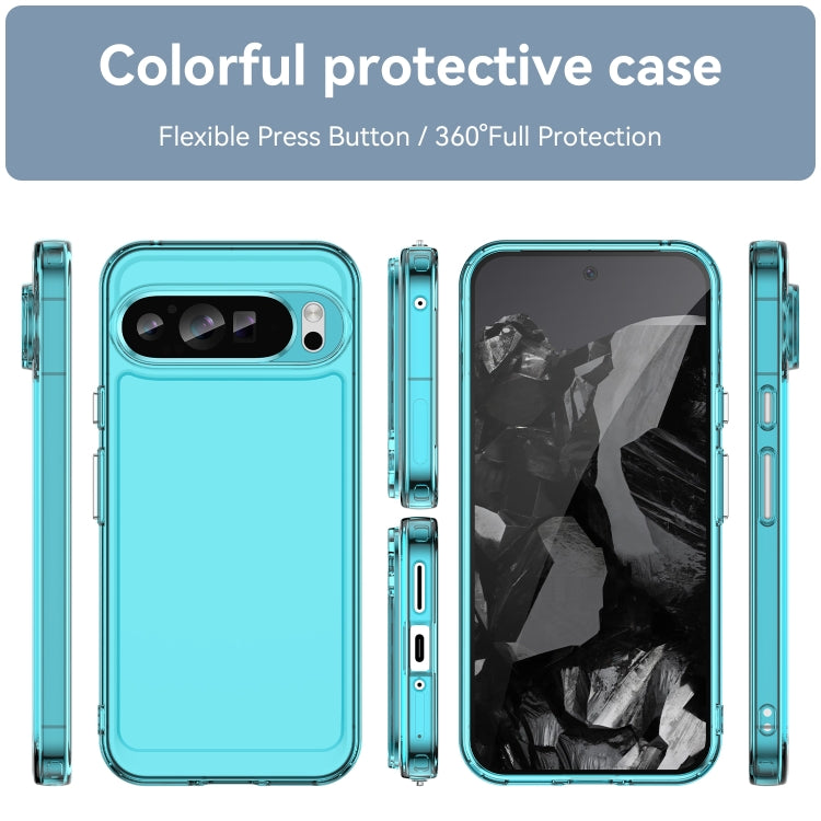 For Google Pixel 9 Pro Candy Series TPU Phone Case(Transparent Blue) - Google Cases by buy2fix | Online Shopping UK | buy2fix