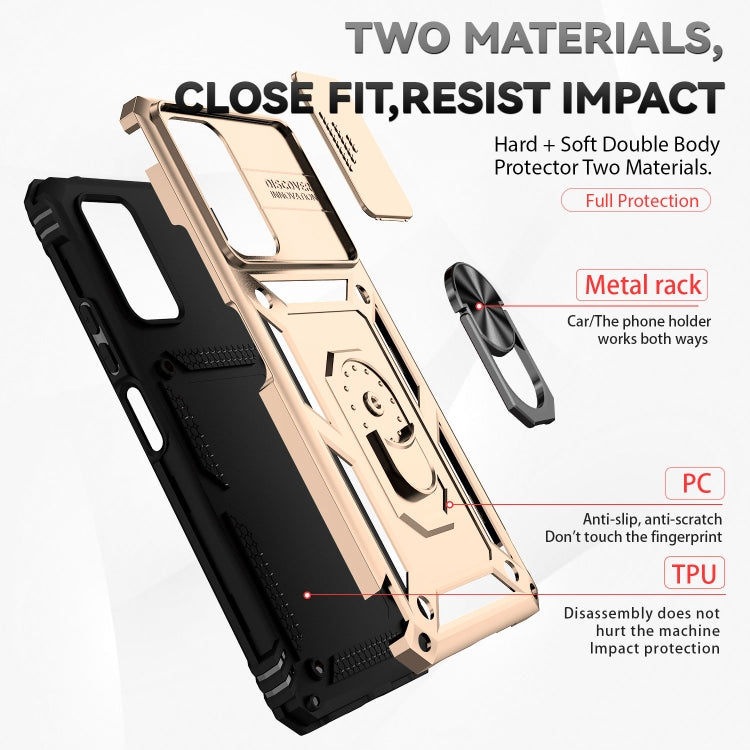 For Xiaomi Redmi Note 10 Pro Sliding Camshield Holder Phone Case(Gold) - Xiaomi Cases by buy2fix | Online Shopping UK | buy2fix