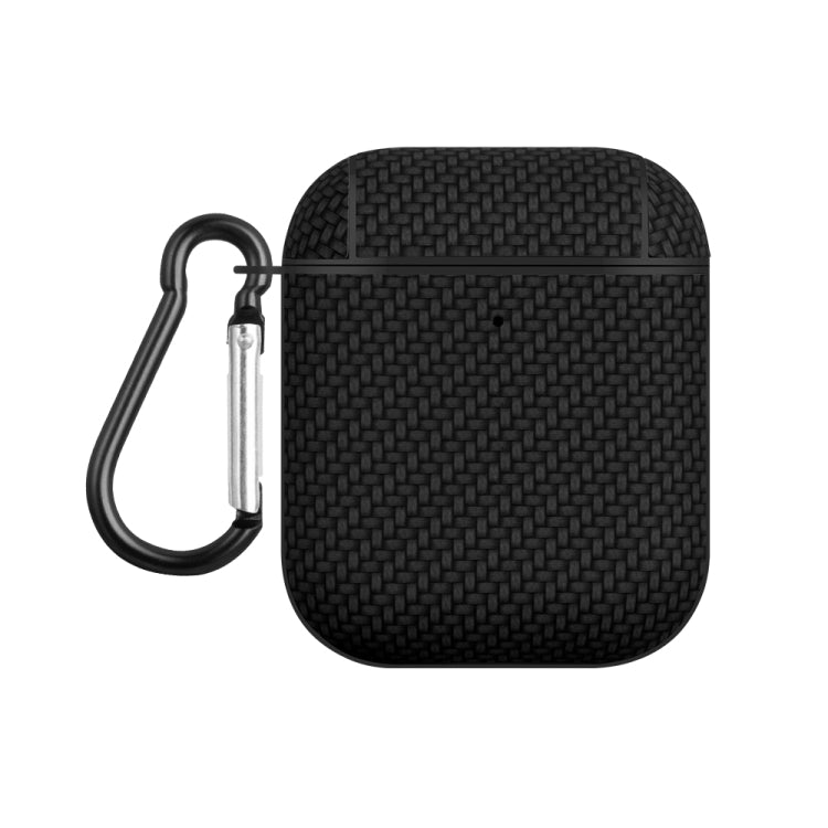 For AirPods 1 / 2 Woven Skin Texture PC TWS Earphone Protective Case(Black) - For AirPods 1/2 by buy2fix | Online Shopping UK | buy2fix