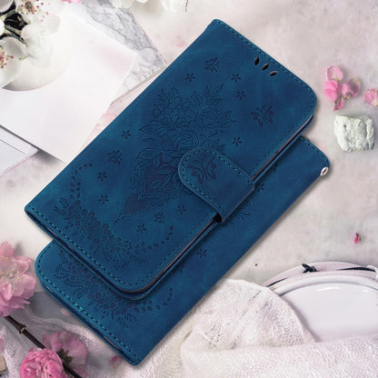 For Motorola Moto G Play 4G 2024 Butterfly Rose Embossed Leather Phone Case(Blue) - Motorola Cases by buy2fix | Online Shopping UK | buy2fix