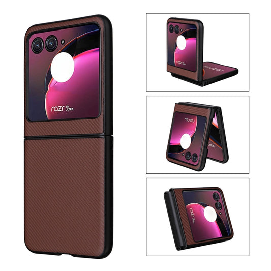 For Motorola Moto Razr 40 Ultra PU Leather PC Phone Case(Brown) - Motorola Cases by buy2fix | Online Shopping UK | buy2fix