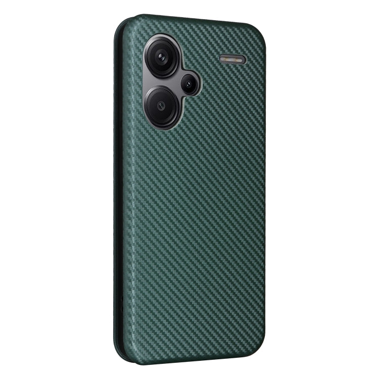 For Xiaomi Redmi Note 13 Pro+ 5G Carbon Fiber Texture Flip Leather Phone Case(Green) - Note 13 Pro+ Cases by buy2fix | Online Shopping UK | buy2fix