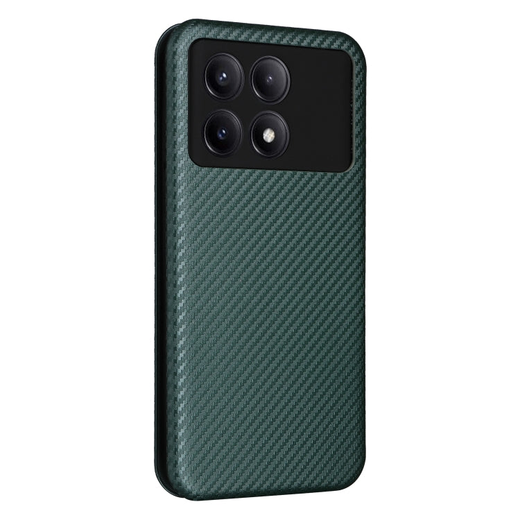 For Xiaomi Redmi K70E 5G Carbon Fiber Texture Flip Leather Phone Case(Green) - K70E Cases by buy2fix | Online Shopping UK | buy2fix