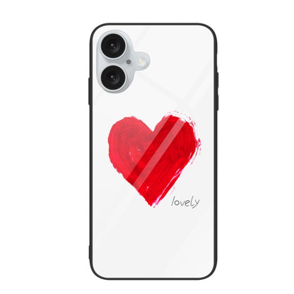 For iPhone 16 Plus Colorful Painted Glass Phone Case(Love) - iPhone 16 Plus Cases by buy2fix | Online Shopping UK | buy2fix