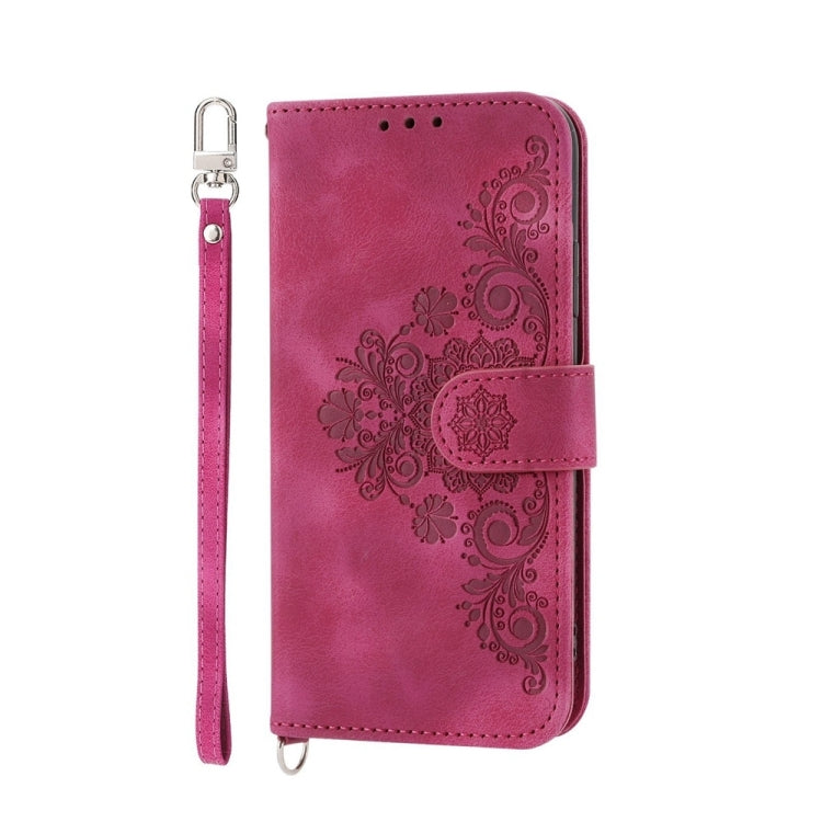 For Xiaomi 14 Ultra Skin-feel Flowers Embossed Wallet Leather Phone Case(Wine Red) - 14 Ultra Cases by buy2fix | Online Shopping UK | buy2fix