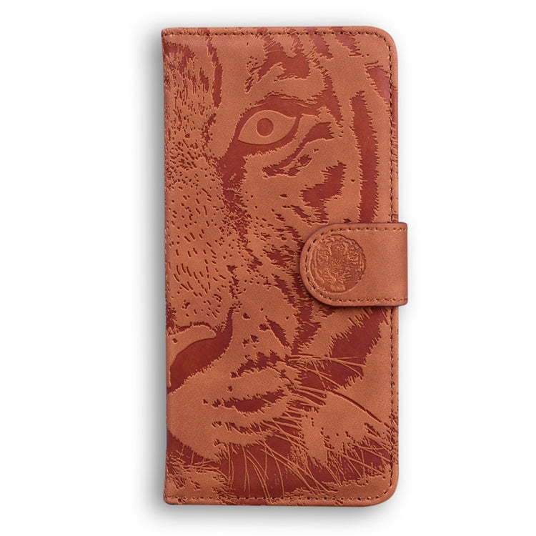 For Motorola Edge 2024 Tiger Embossing Pattern Leather Phone Case(Brown) - Motorola Cases by buy2fix | Online Shopping UK | buy2fix