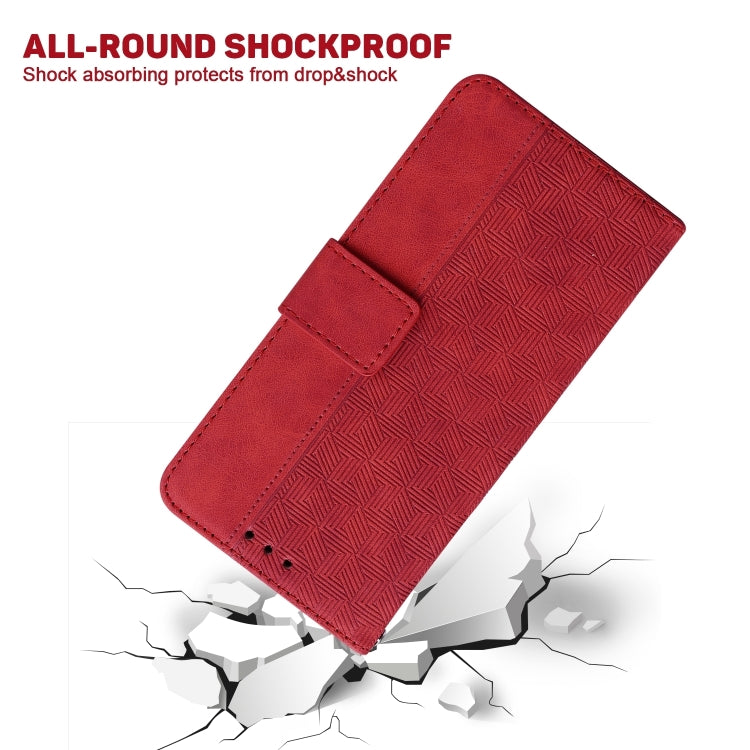 For iPhone 16 Geometric Embossed Leather Phone Case(Red) - iPhone 16 Cases by buy2fix | Online Shopping UK | buy2fix