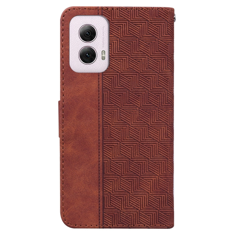 For Motorola Moto G Power 5G 2024 Geometric Embossed Leather Phone Case(Brown) - Motorola Cases by buy2fix | Online Shopping UK | buy2fix