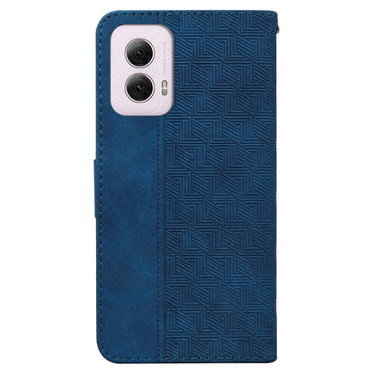 For Motorola Moto G Power 5G 2024 Geometric Embossed Leather Phone Case(Blue) - Motorola Cases by buy2fix | Online Shopping UK | buy2fix