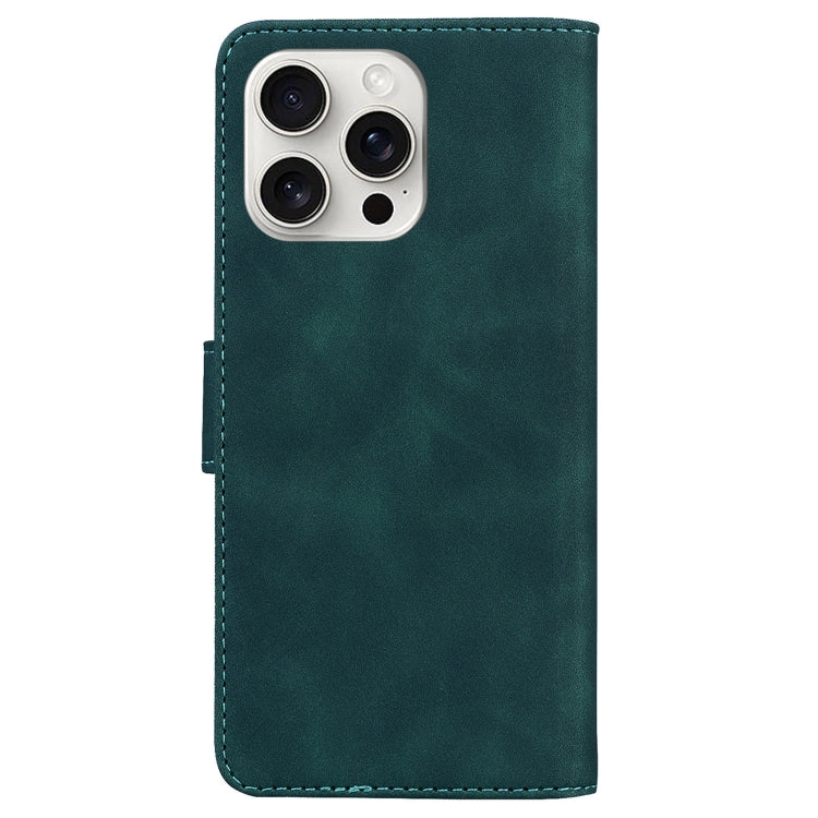 For iPhone 16 Pro Skin Feel Pure Color Flip Leather Phone Case(Green) - iPhone 16 Pro Cases by buy2fix | Online Shopping UK | buy2fix